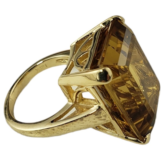 14 Karat Yellow Gold Citrine Quartz Ring Size 6.25 JAGi Certified #15727 - Picture 4 of 9